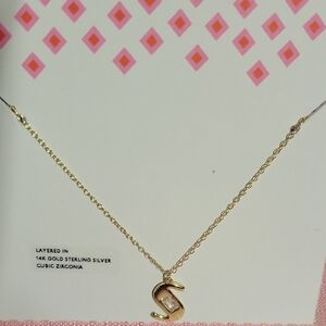 Gold Initial Necklace with Cubic Zirconia